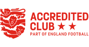 The England Football Accredited Club crest with 2 stars to show the level of accreditation.