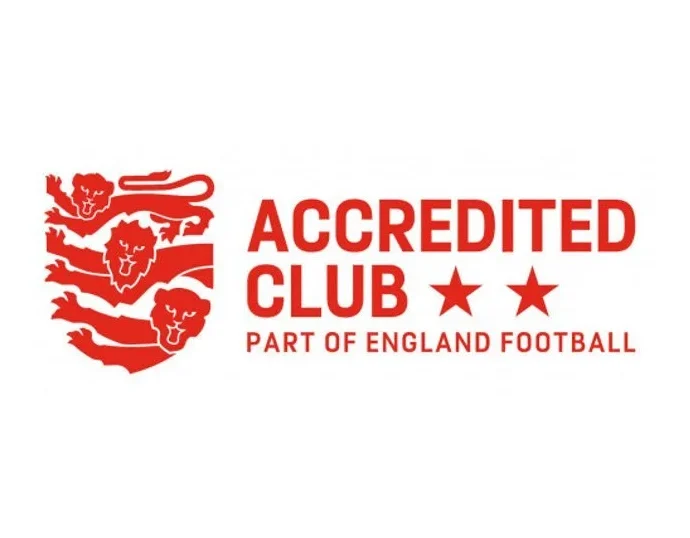 The England Football Accredited Club crest with 2 stars to show the level of accreditation.